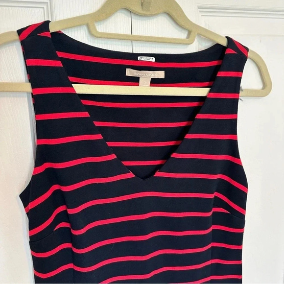 Banana Republic Red and Blue Stripe V-Neck Tank Zippered Dress Size 2 - Picture 2 of 11